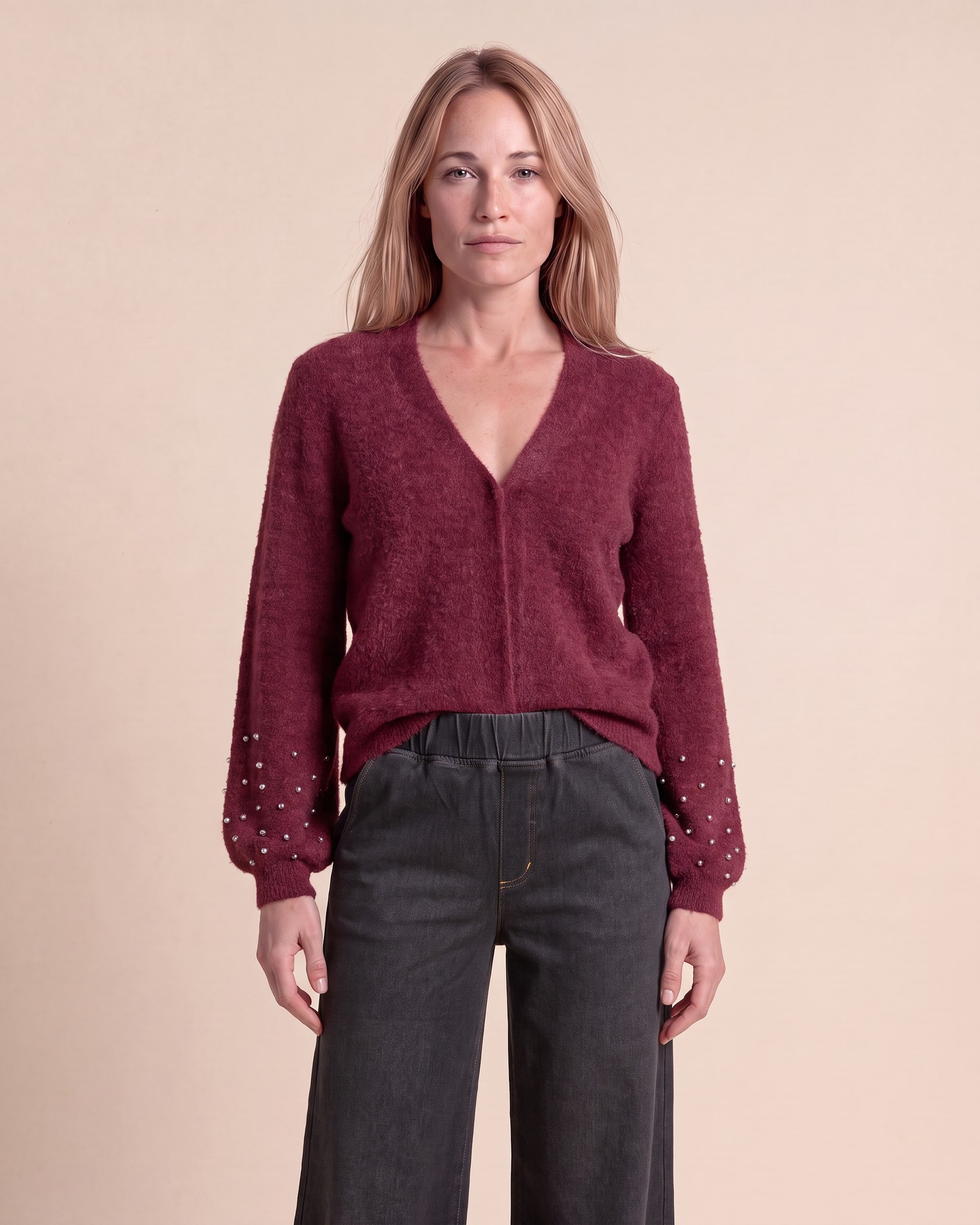Produktabbildung für Cardigan mit Perlendeko