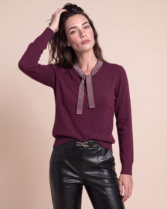 Produktabbildung für Pullover mit Strass und Bindeband