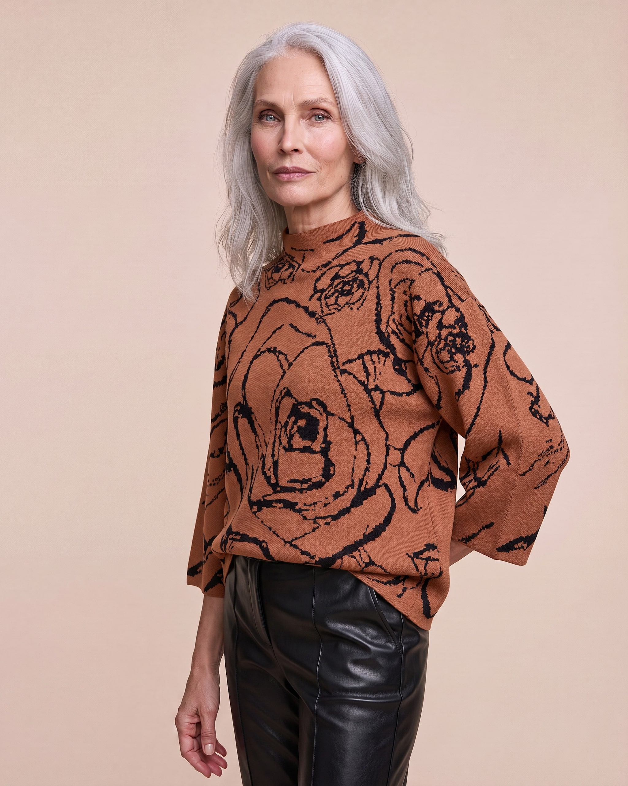 Produktabbildung für Pullover Jacquard Rosenmuster