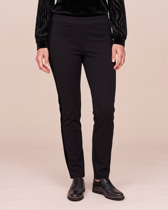 Straight Leg Hose mit Samtstreifen