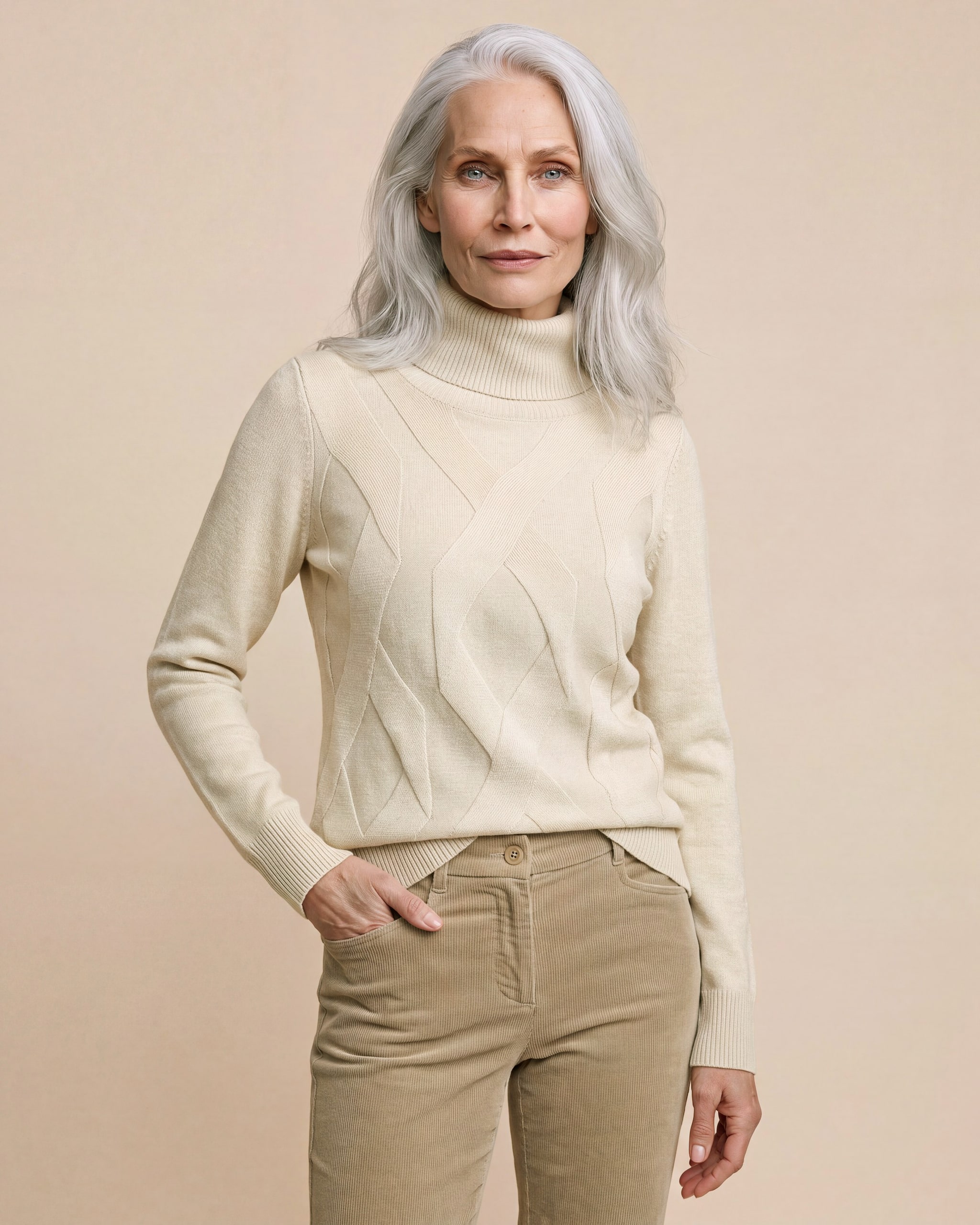 Produktabbildung für Rollkragenpullover mit Jacquard-Karo