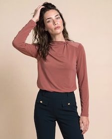 Produktabbildung für Shirt mit Knotendetail am Stehkragen
