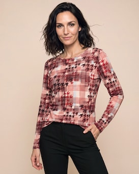 Produktabbildung für Shirt mit Hahnentritt-Karo-Druck