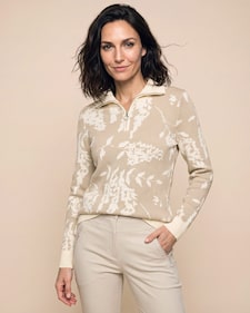 Produktabbildung für Pullover mit Rippenkragen und Reißverschluss