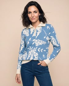 Produktabbildung für Pullover mit Rippenkragen und Reißverschluss