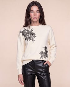 Produktabbildung für Pullover mit Spitzenapplikation