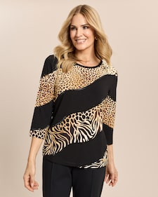 Produktabbildung für Shirt mit Animalprint und Strass