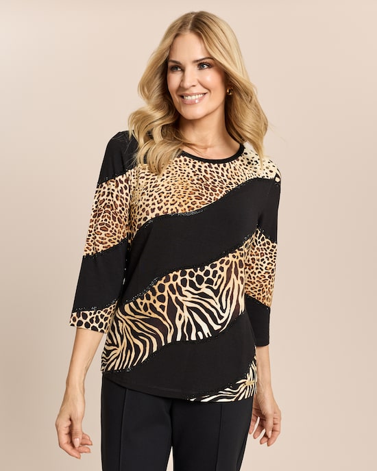Produktabbildung für Shirt mit Animalprint und Strass