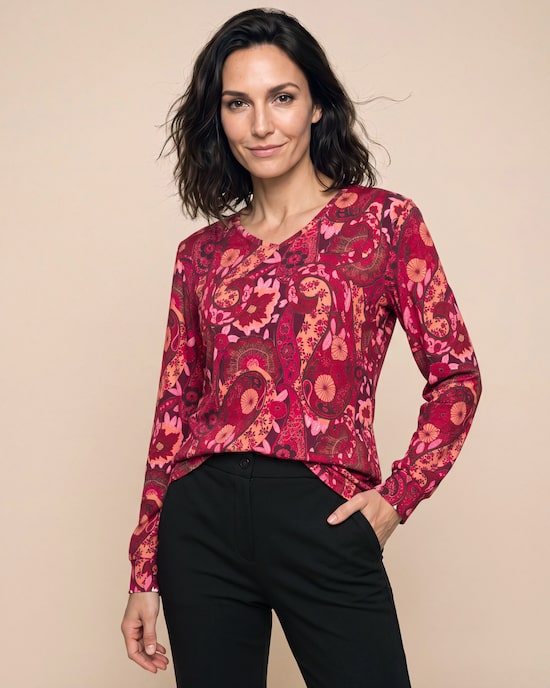 Produktabbildung für Shirt mit Paisley-Druck mit Bündchen