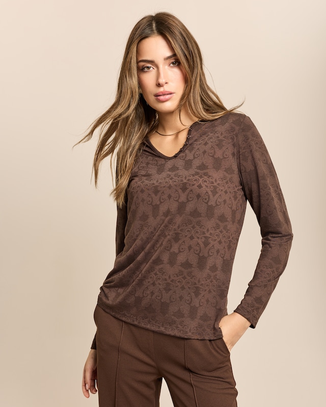 Shirt Henley-Kragen, Logo-Ausbrenner