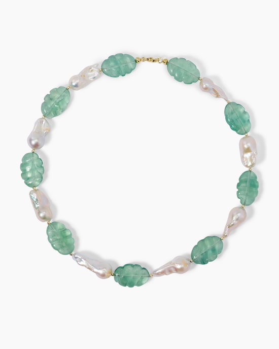 Produktabbildung für Collier mit Fluorit, Süßwasserperlen & Hämatit