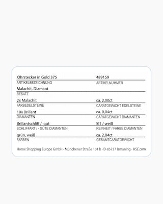 Produktabbildung 4 für Ohrstecker mit Malachit & Brillanten