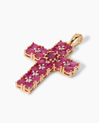 Produktabbildung 2 für Kreuz-Anhänger mit Rubin & Zirkon