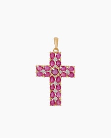 Produktabbildung für Kreuz-Anhänger mit Rubin & Zirkon