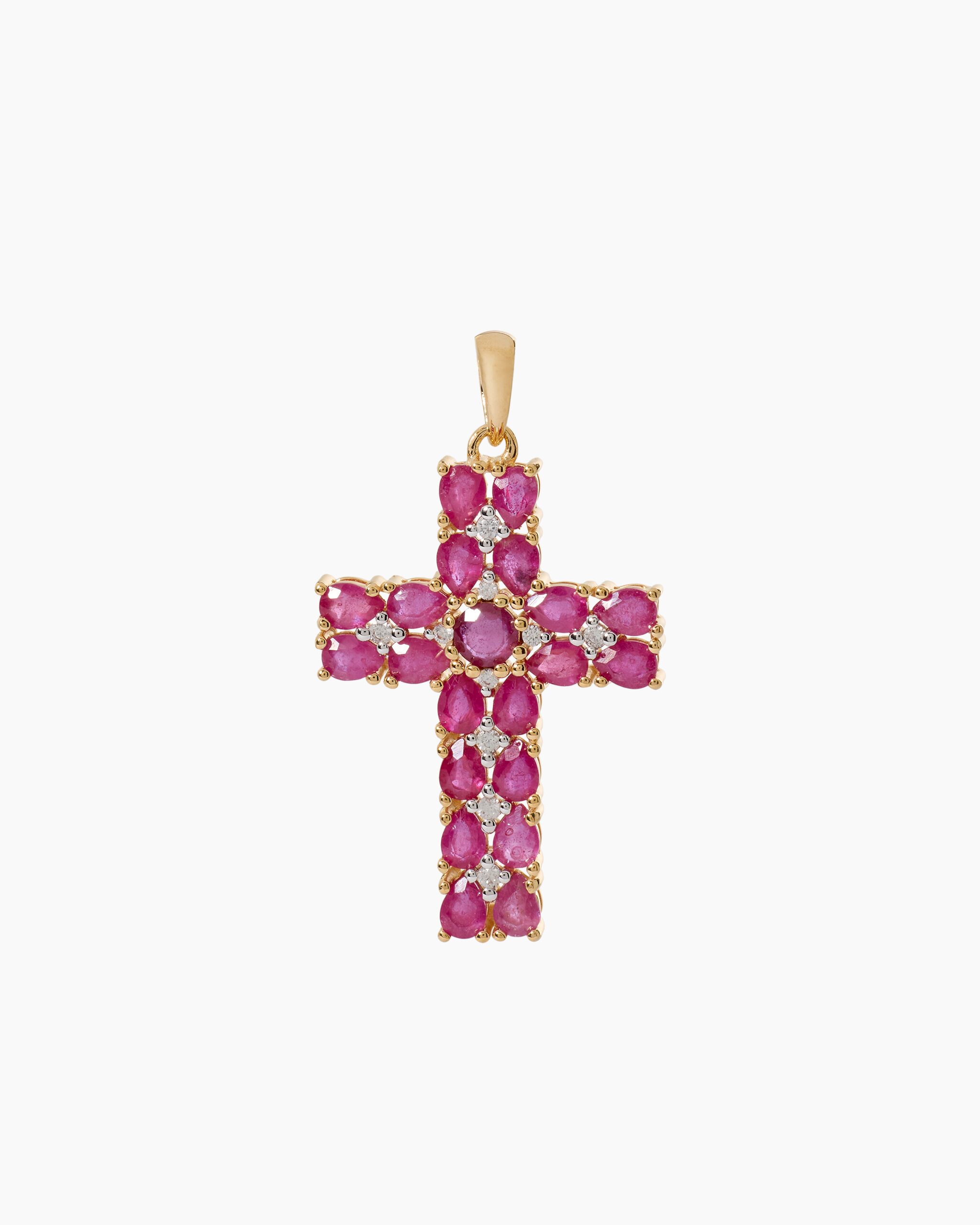 Produktabbildung für Kreuz-Anhänger mit Rubin & Zirkon