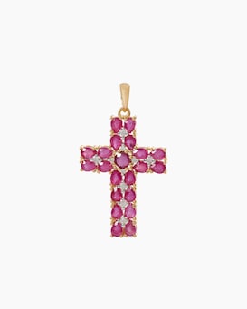 Produktabbildung für Kreuz-Anhänger mit Rubin & Zirkon