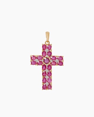 Produktabbildung 1 für Kreuz-Anhänger mit Rubin & Zirkon