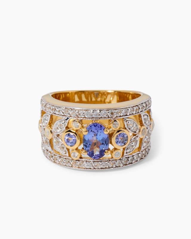 Ring mit Tansanit AAA und Zirkon