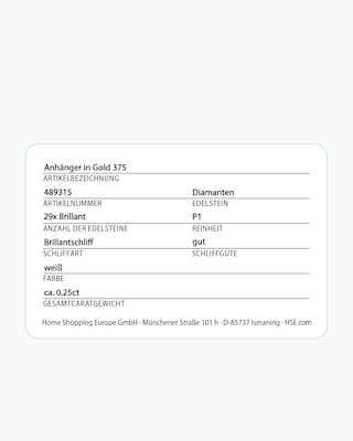 Produktabbildung 2 für Brillant-Anhänger 0,25 ct