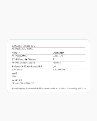 Produktabbildung 2 für Diamant-Anhänger 0,15 ct