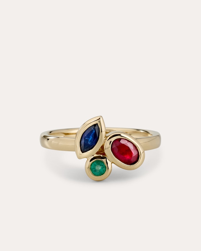 Ring mit Rubin, Saphir & Smaragd
