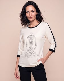 Produktabbildung für Shirt mit Modeskizze und Kontrast