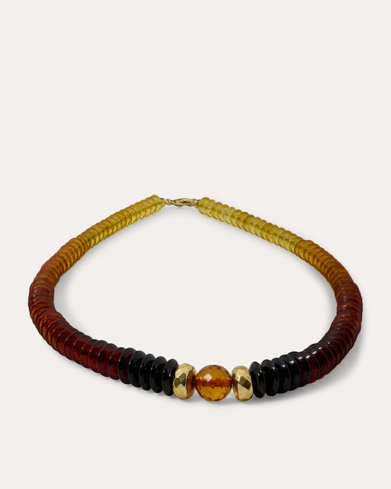 Produktabbildung für Collier mit Bernstein & Hämatit