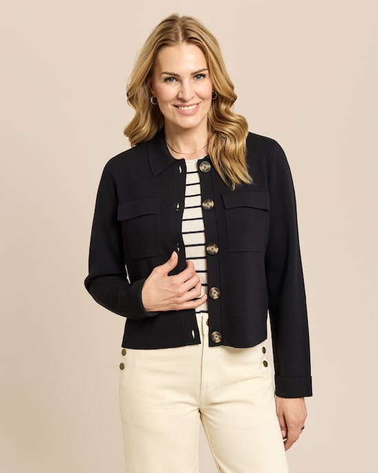 Produktabbildung für Strickjacke mit Kragen