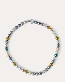 Produktabbildung für Collier mit Glasperlen & Zirkonia