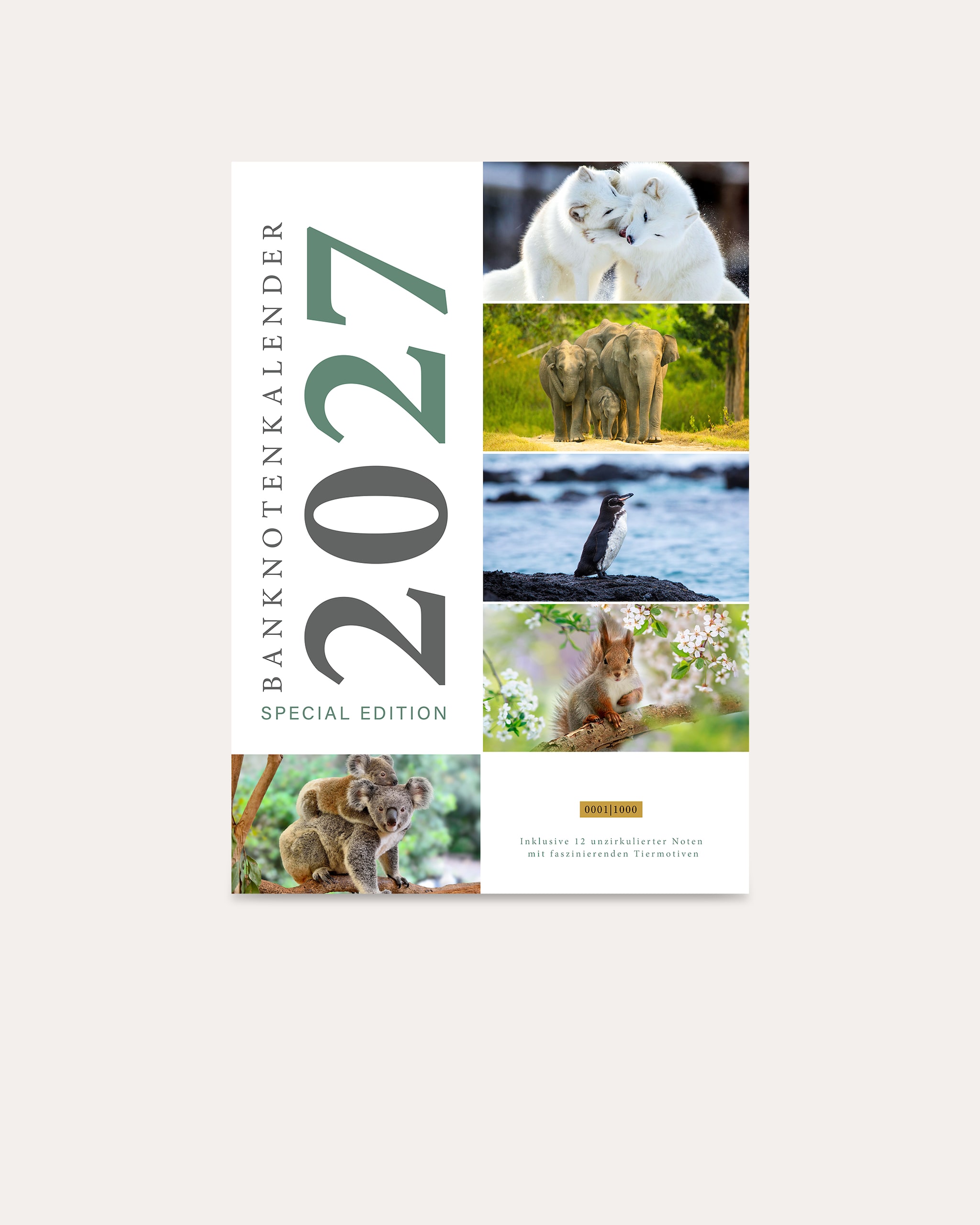 Produktabbildung für Banknotenkalender Tiere 2027