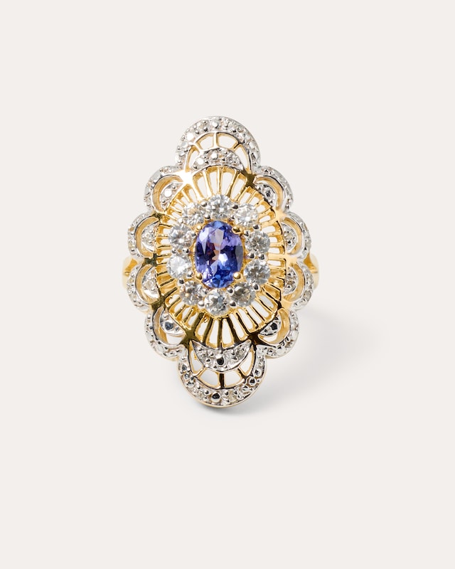 Ring mit Tansanit AAA und Zirkon
