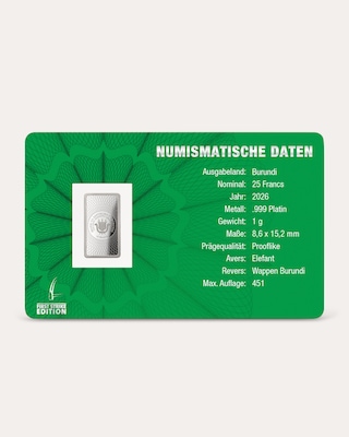 Produktabbildung 2 für Platinmünzbarren Elefant 2026 First Strike Edition