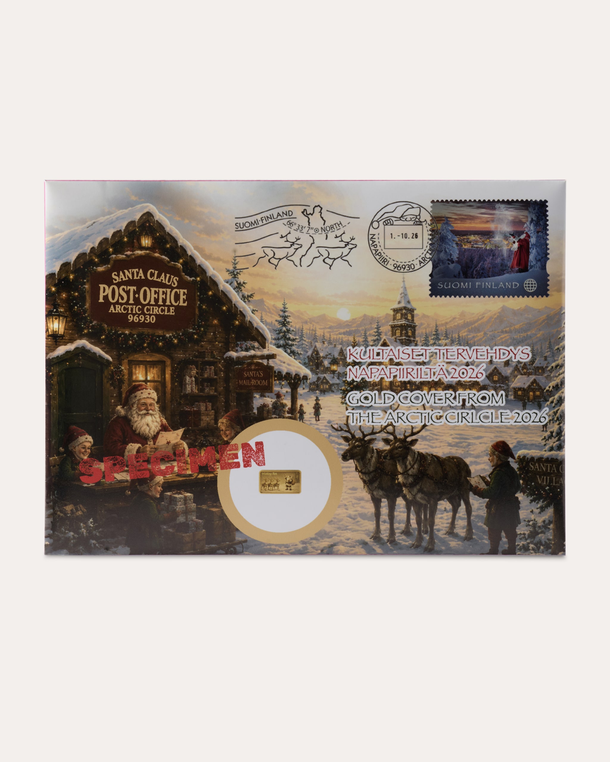 Produktabbildung für Goldbarrenbrief Finnisches Weihnachtsdorf 2026
