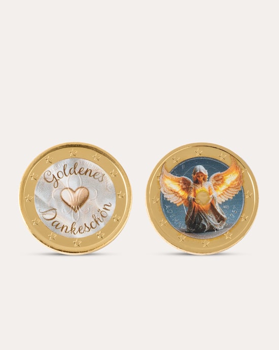 Produktabbildung für Münzen-Set Goldenes Dankeschön & Schutzengel, 2tlg.